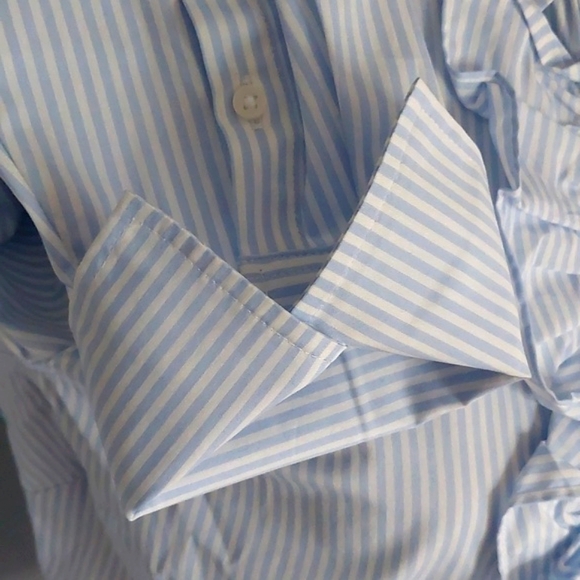 NWT Banana Republic tailored ruffled blouse, blue/white striped, 14 - Picture 3 of 9